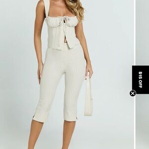 Showpo Cream Pinstripe Capri set